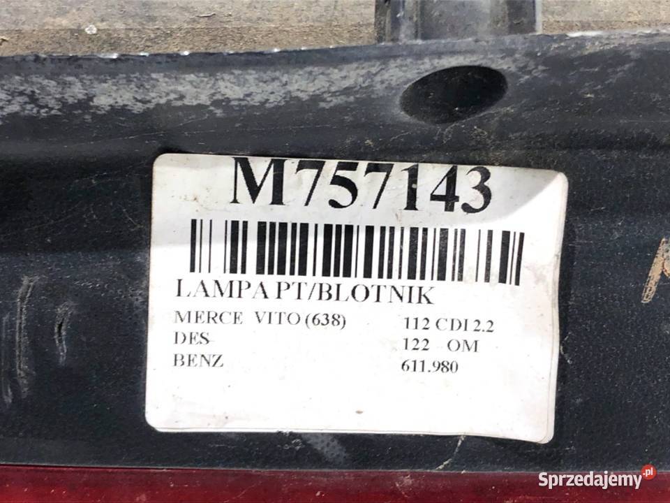 LAMPA PRAWY TYŁ MERCEDES W639 Hatchback 9703 podkarpackie