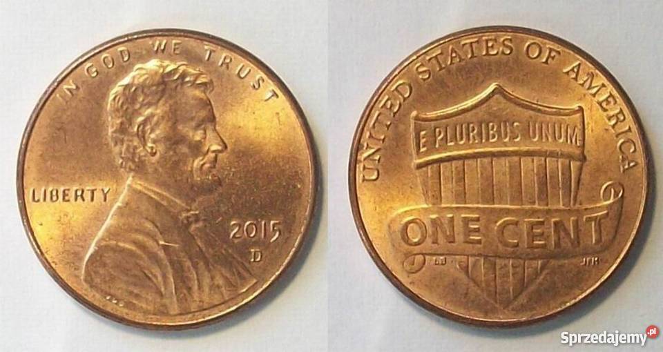 USA 1 cent 2015 znak menniczy D Leźnica Wielka