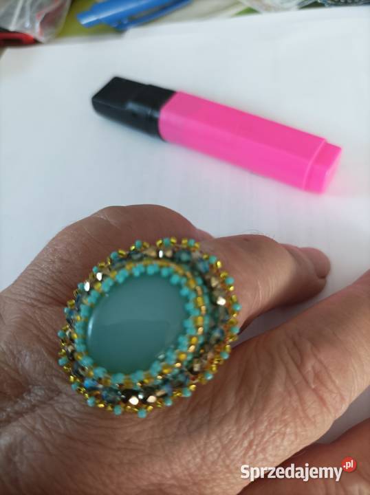 Akwamaryn pierścionek zawieszka beading Częstochowa sprzedam