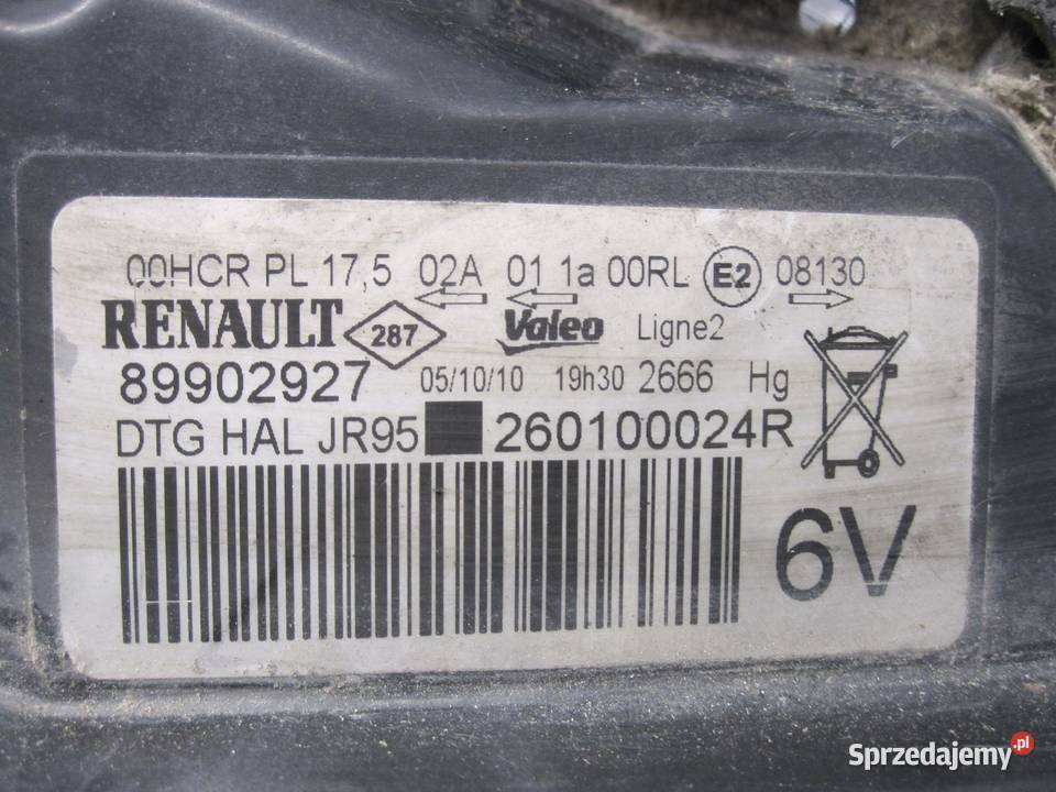 RENAULT SCENIC III 10r lampa prawa przód ANGLIK osobowe Kielce