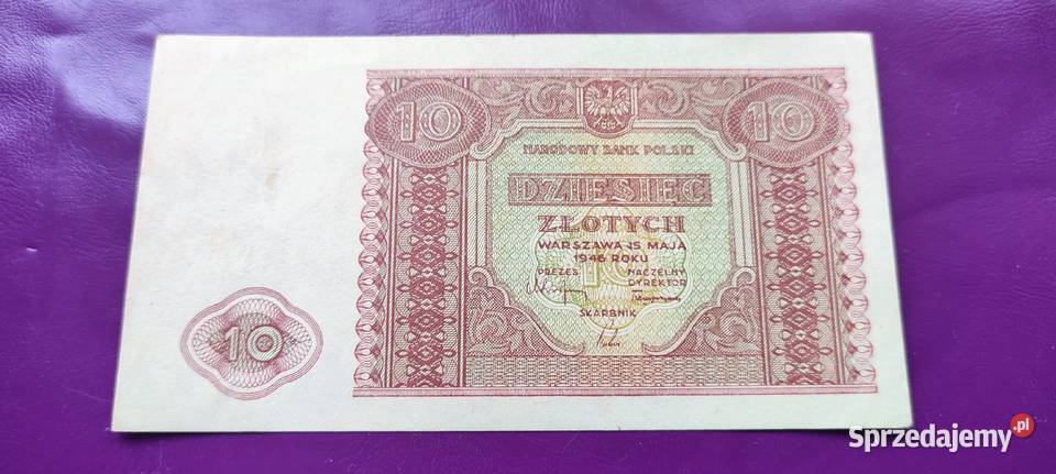 Banknot z PRL 10 15 Maja 1946 r Piękny stan