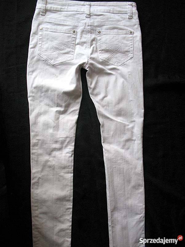 DZIURY BIAŁE SPODNIE DŻINSY JEANS 36 S biodra 90 Siedlce