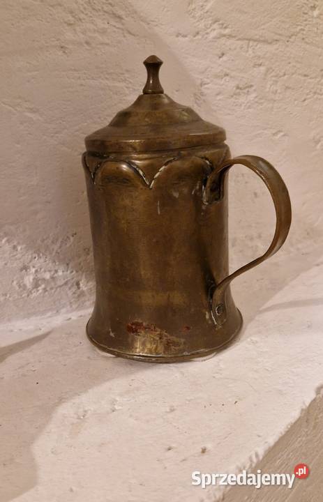 Stary DZBANEK miedziany z patyną z brązu Lublin