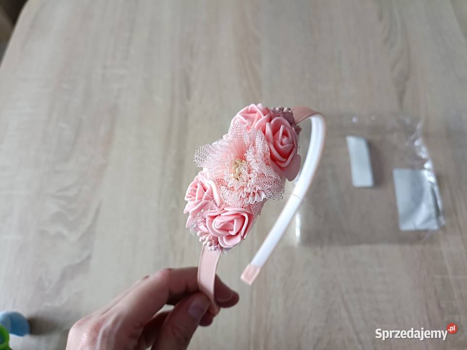 Opaska na włosy kwiaty kremowy pomorskie Kwidzyn