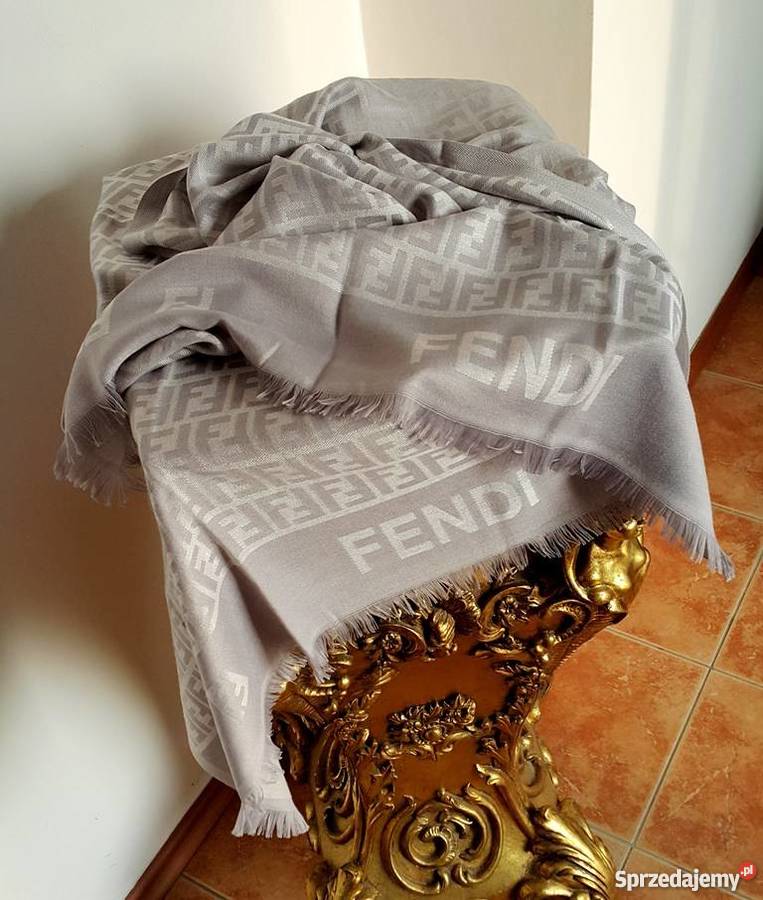 FENDI SZAL DUŻA CHUSTA MONOGRAM DWUSTRONNY JASNY Uniseks Bydgoszcz