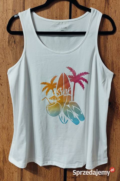 Biały tank top z nadrukiem Barczewo