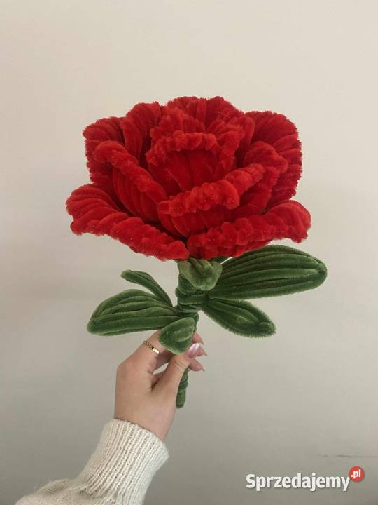 Duża czerwona róża z drucików idealny prezent na Dąbrowa Górnicza