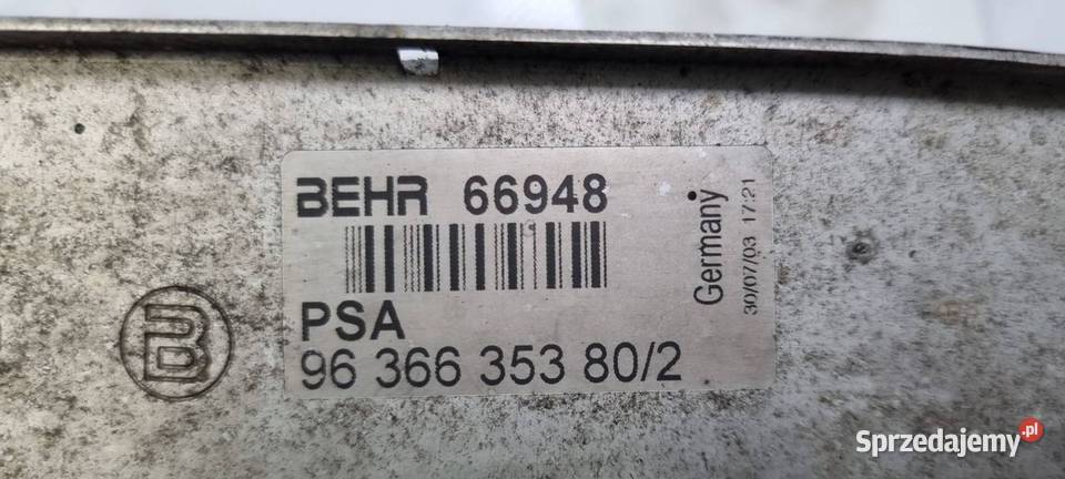 INTERCOOLER PEUGEOT 307 9636635380 Lipno