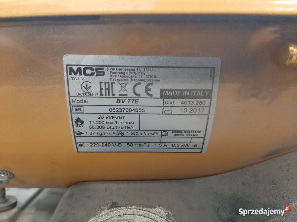 Syndyk sprzeda nagrzewnicę Master BV77E Warszawa sprzedam