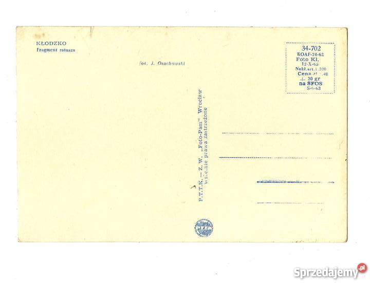 KŁODZKO FRAGMENT RATUSZA POCZTÓWKA CZARNO BIAŁA Krynki