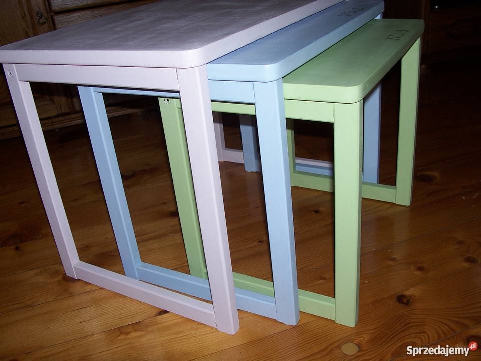 Trojaki stoliki shabby chic prowansja 46cm Oleśnica