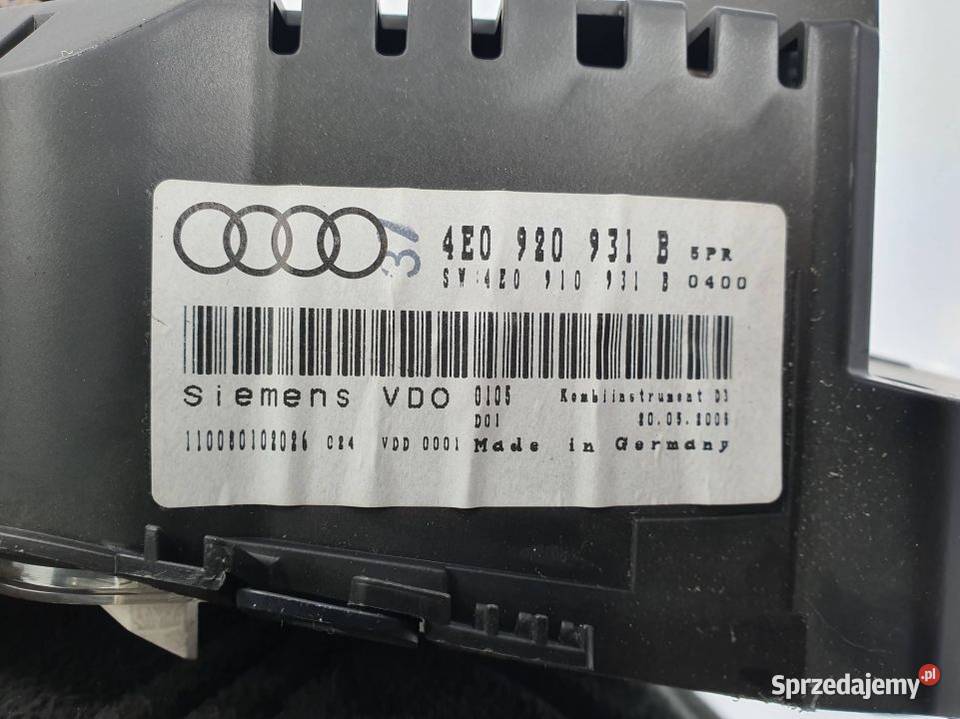 LICZNIK ZEGAR AUDI A8 D3 4E0910931B Lipno sprzedam