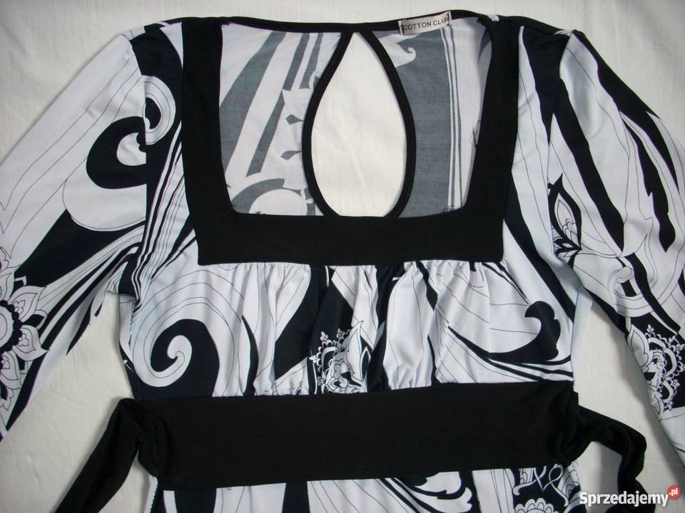 Cotton Club Bluzka wiązana Czarno Biała 36 Nowy Sącz