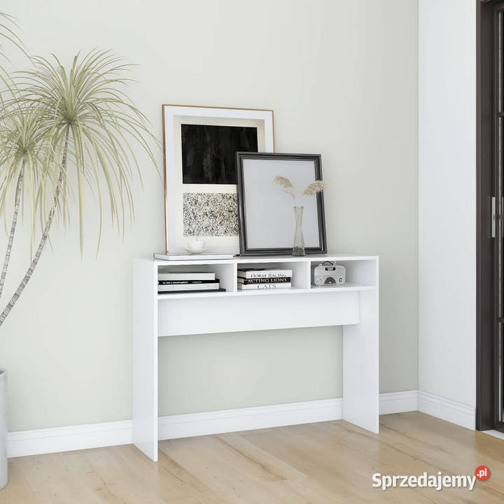 Stolik konsolowy biały 105x30x80 materiał Warszawa
