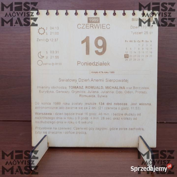 Kartka z kalendarza 17 drewno 18 40 50urodziny Racot