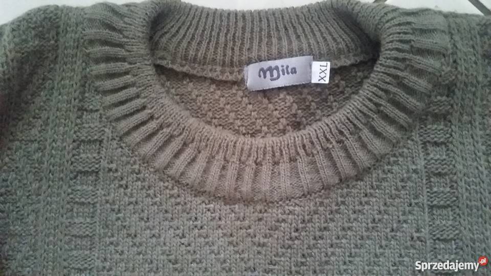 ciepły męski sweter pulower khaki wytłaczane Kielce
