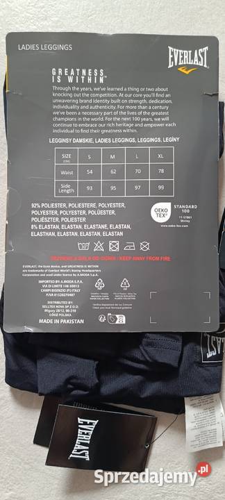EVERLAST legginsy rozmiar L 70 97 kolor czarny i