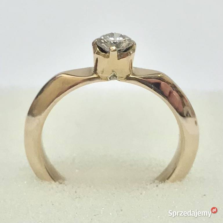 Złoty PIERŚCIONEK zaręczynowy 14K DIAMENT 030 ct mazowieckie