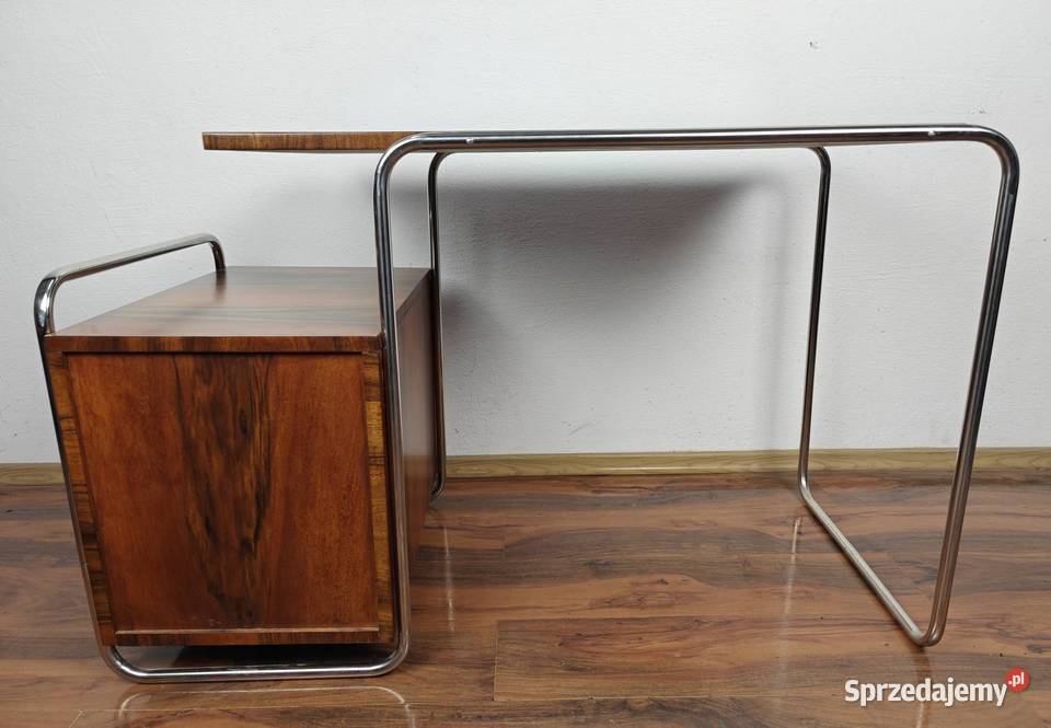 Modernistyczne Biurko Chrom Orzech Bauhaus Art Warszawa