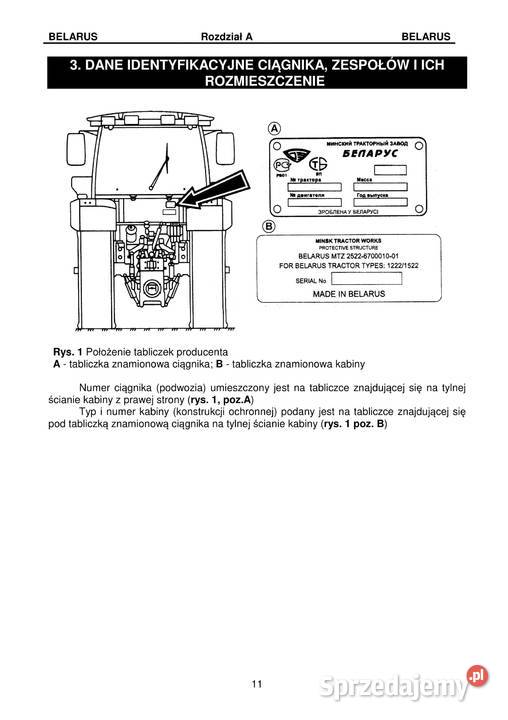 BELARUS MTZ 1523 I POCHODNE instrukcja obsługi Stalowa Wola