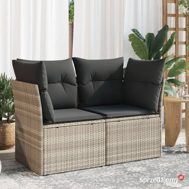 Sofa ogrodowa z poduszkami 2osobowa jasnoszara Ogród sprzedam