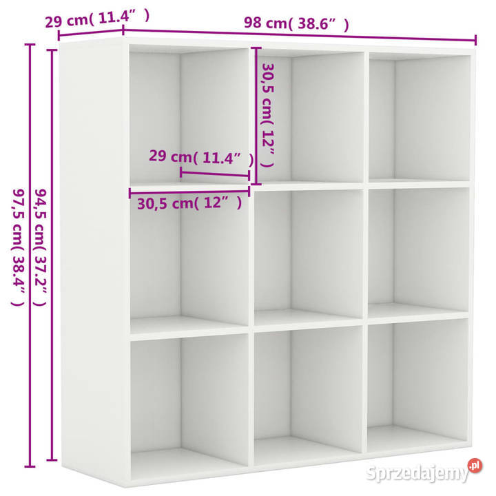 Regał na książki biały 98x29x975 materiał mazowieckie