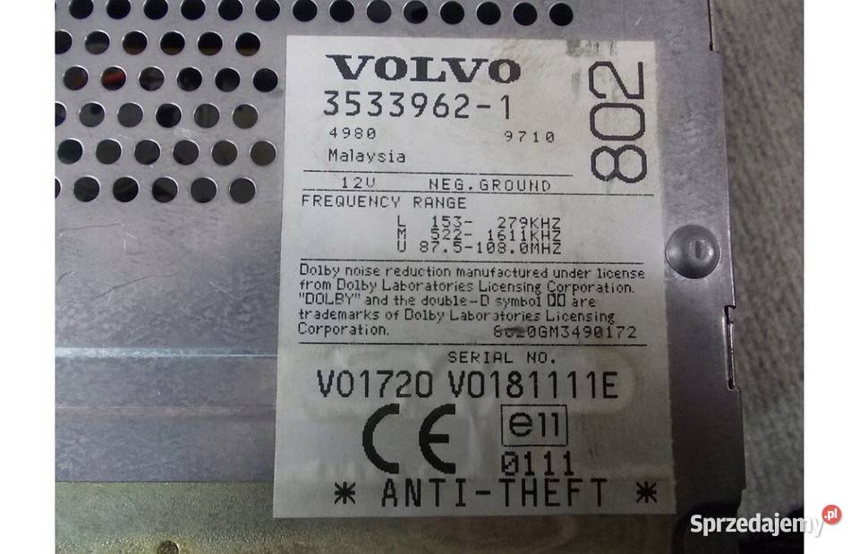 Radio Volvo S70 V70 C70 850 960 940 z kodem Fabryczne Warszawa