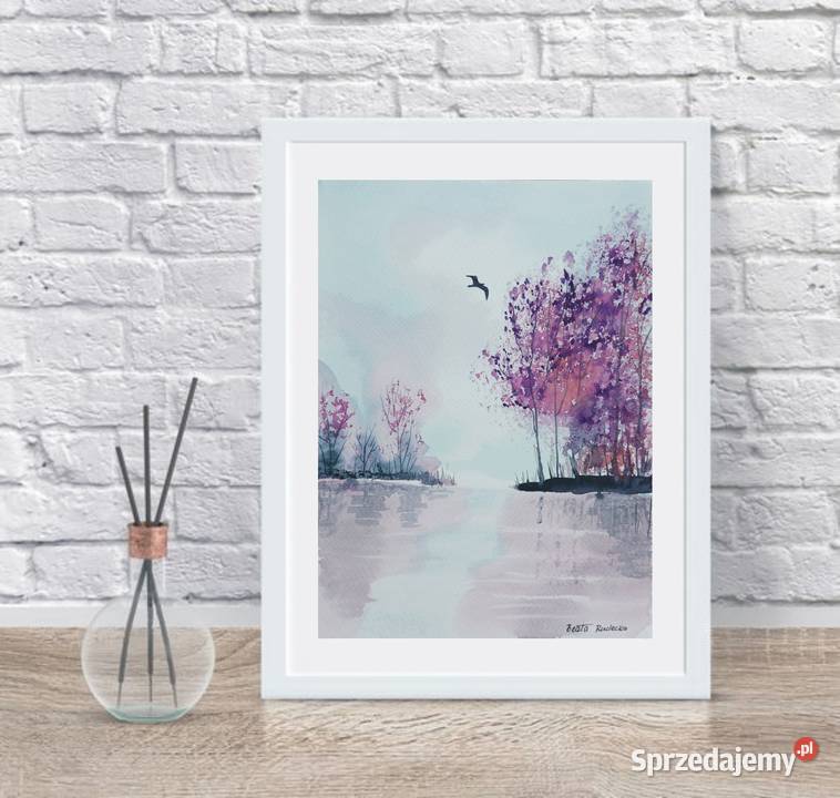 Akwarela Akwarelka Obraz pt Wodą 18 x 24 Łódź