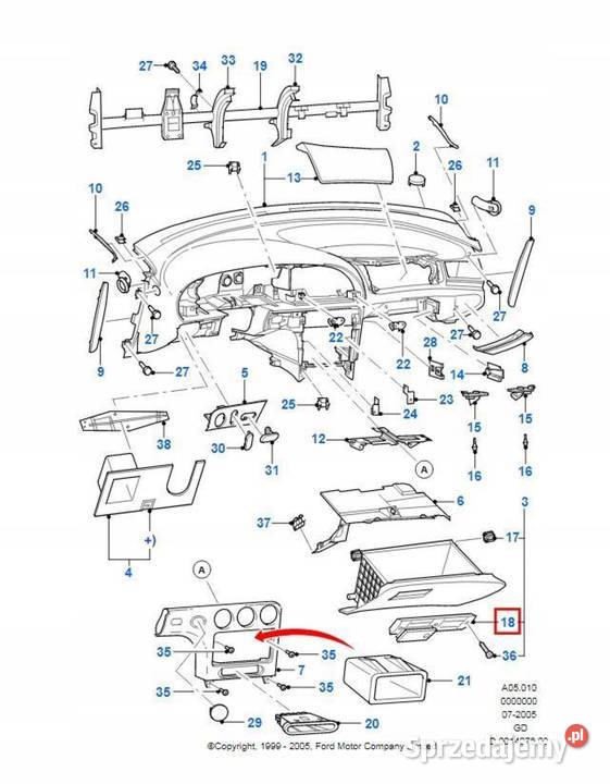 PLASTIK OSŁONA KONSOLI FORD MONDEO 9600 1029033 sprzedam