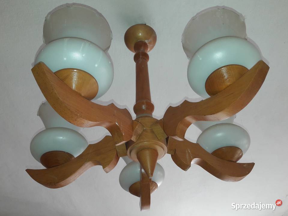 Żyrandol drewniany 5ramienny