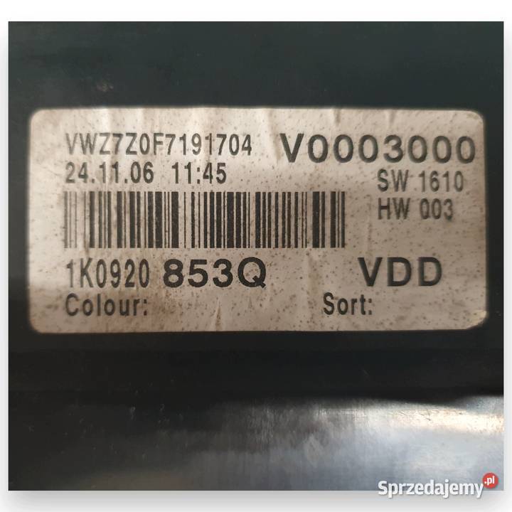 LICZNIK ZEGARY 1K0920853Q VW Golf V 19 20 TDI Chełm sprzedam