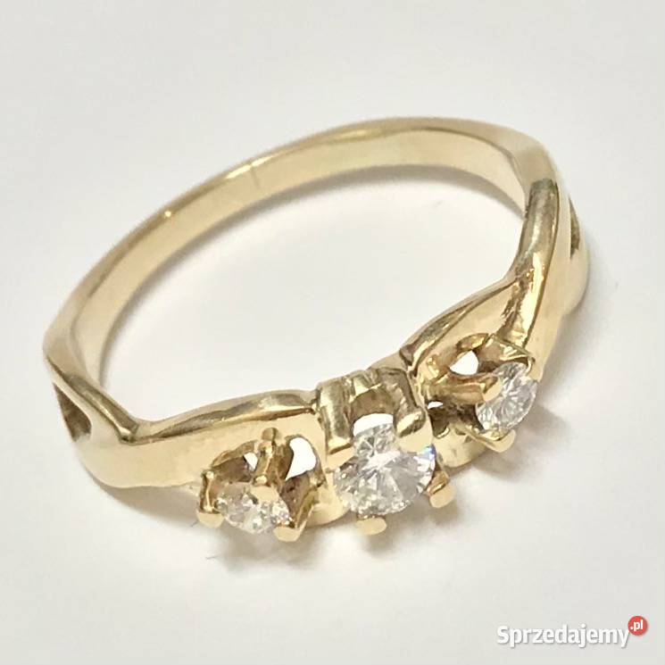 Złoty PIERŚCIONEK 585 14K DIAMENTY 025ct CUD r12 Warszawa