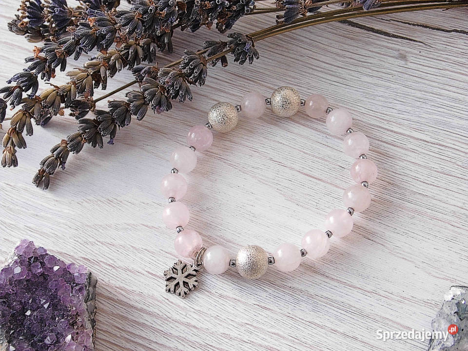 Bransoletki na gumce różowy kwarc hematyt płatek małopolskie Kraków sprzedam