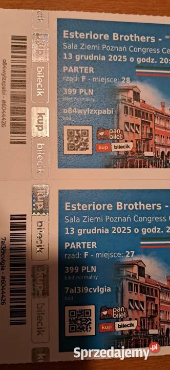 Bilety 2 na koncert Esteriore Brothers 13 Gorzów Wielkopolski sprzedam