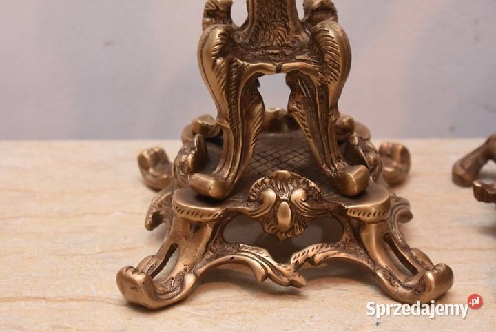 Zegar Kominkowy 2 Kandelabry Świeczniki Mosiądz małopolskie Kraków