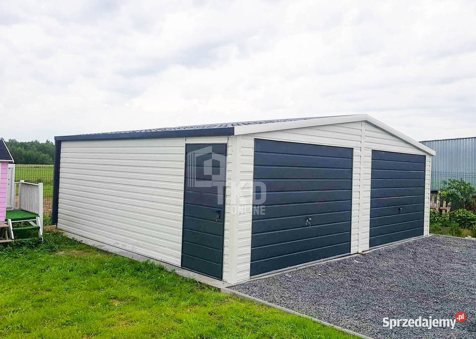 Garaż Blaszany 7x6 2x Brama rynny Antracyt biały Sprzedaż Cieszyn