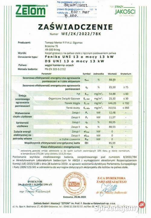 Kocioł węglowy FENIKS UNI 5 Klasa bez podajnika Budownictwo i akcesoria Sosnowiec