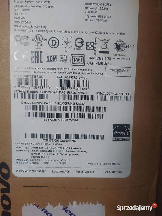 Sprzedam komputer IBM/Lenovo podkarpackie Domaradz