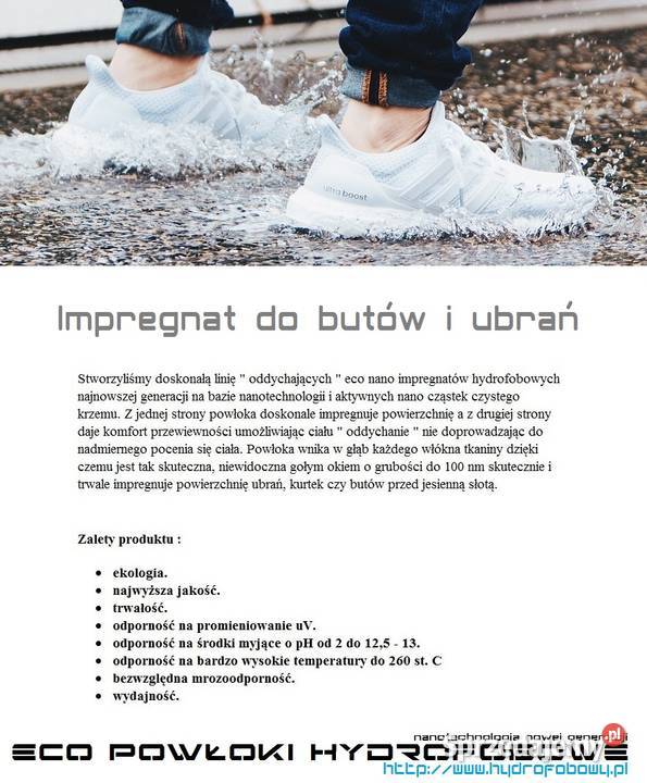 Eco impregnat hydrofobowy do ubrań i butów 100