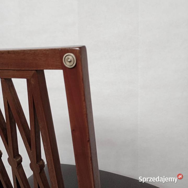 Krzesło lata 30te mahoń skóra inkrustowane Puszczykowo
