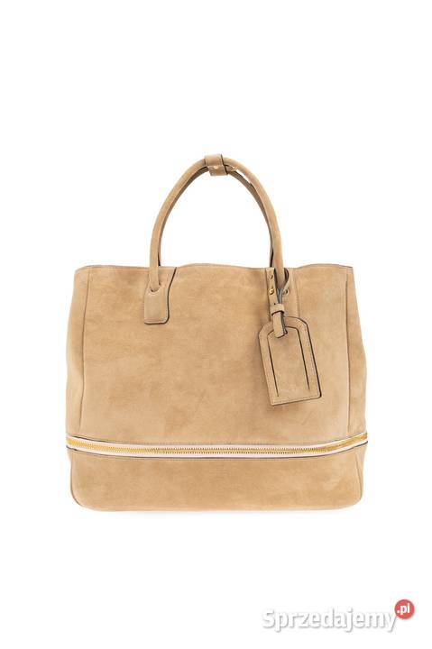 Beżowa skórzana torba shopper Świdnica