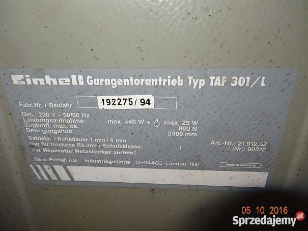 Napęd do bramy garażowej Einhell 2 piloty Stalowa Wola sprzedam