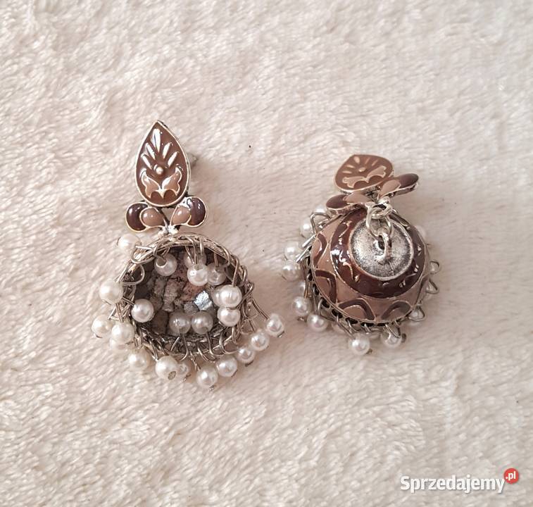Kolczyki dzwonki jhumki orient brąz brązowe boho sprzedam