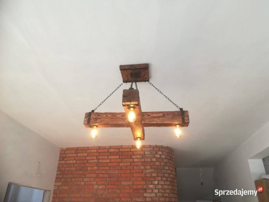 Drewniana lampa wisząca żyrandol RETRO odcienie brązowego Oświetlenie Bytów