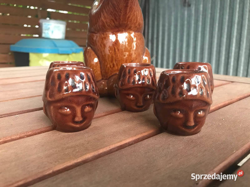 Miś dzbanek i 5 kieliszków porcelit Kielce