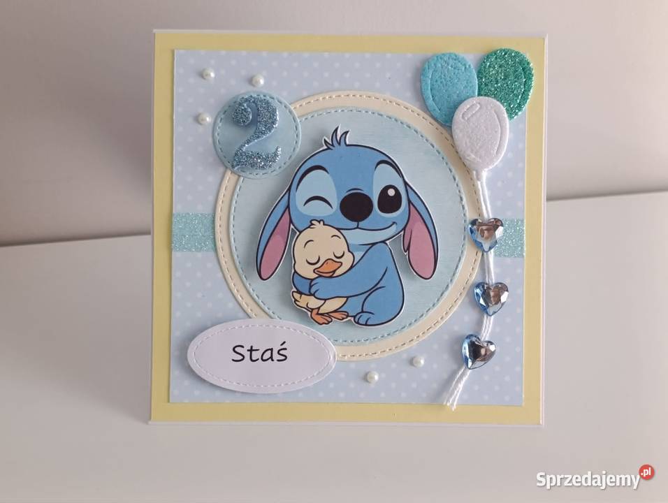 Kartka na urodziny roczek Stitch z Rękodzieło Łódź