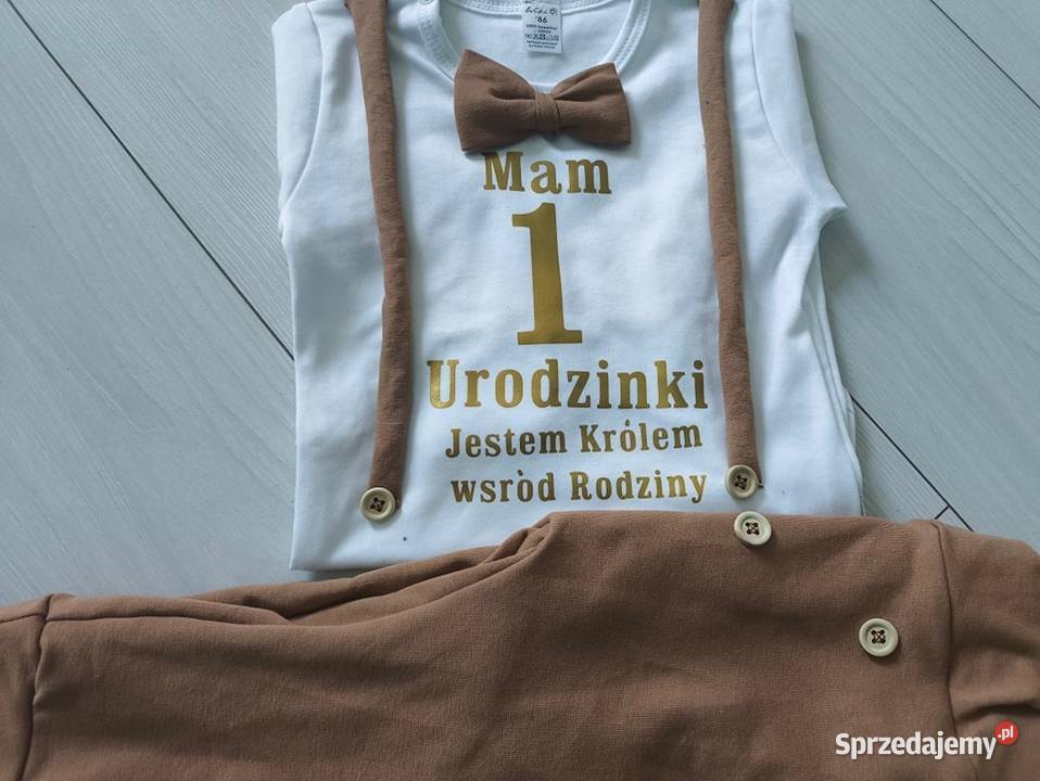 Karmelowy komplet Mam 1 Urodzinki jestem królem Gdynia