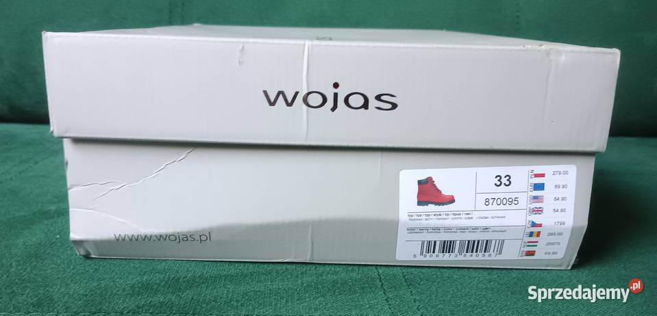 Wojas 33 trzewiki zimowe czerwone Zbylitowska Góra