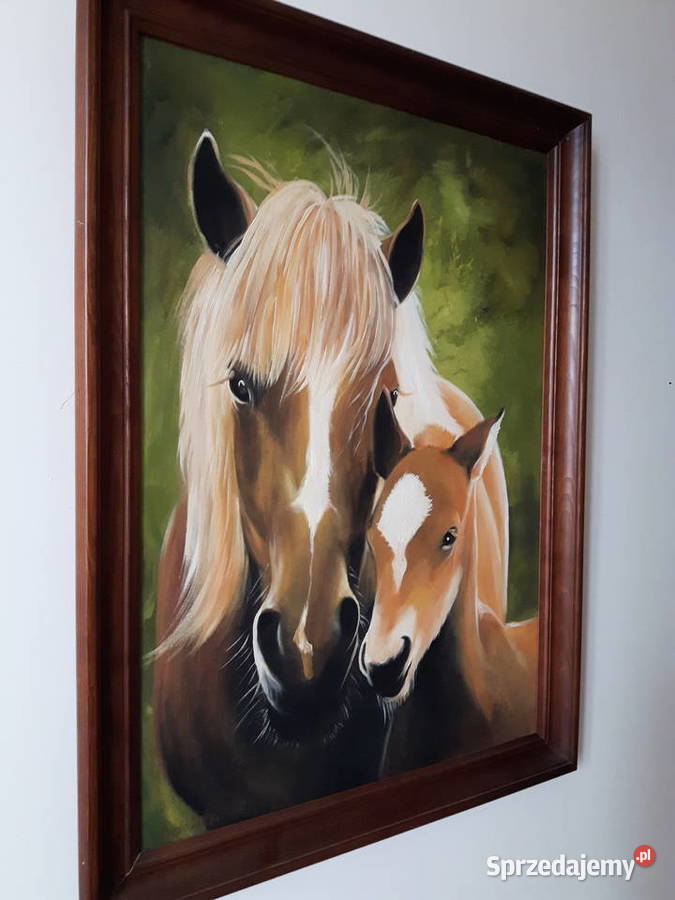 Portret konia z żrebakiem obraz olejny Warszawa