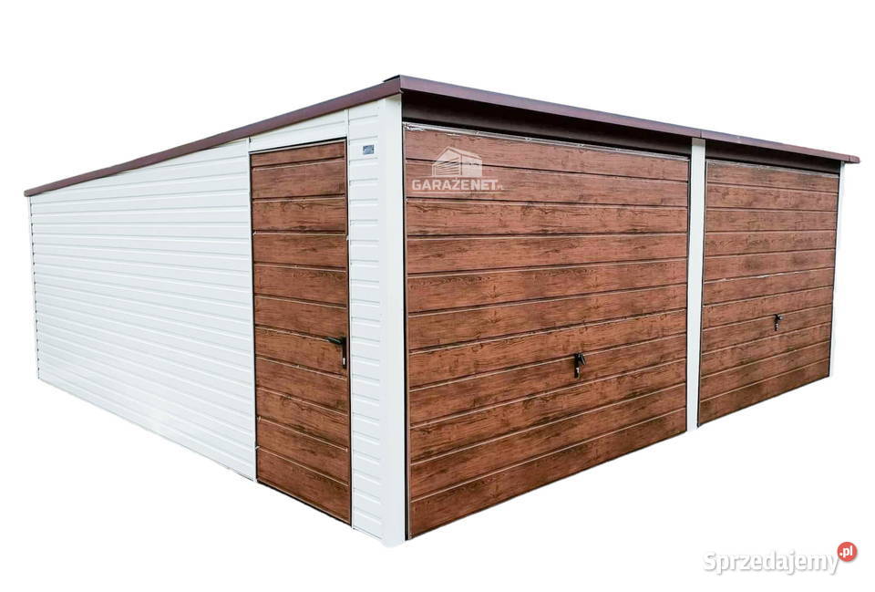 GARAŻ BLASZANY 6m x 6m SPAD TYŁ 2x BRAMA UCHYLNA Łapanów
